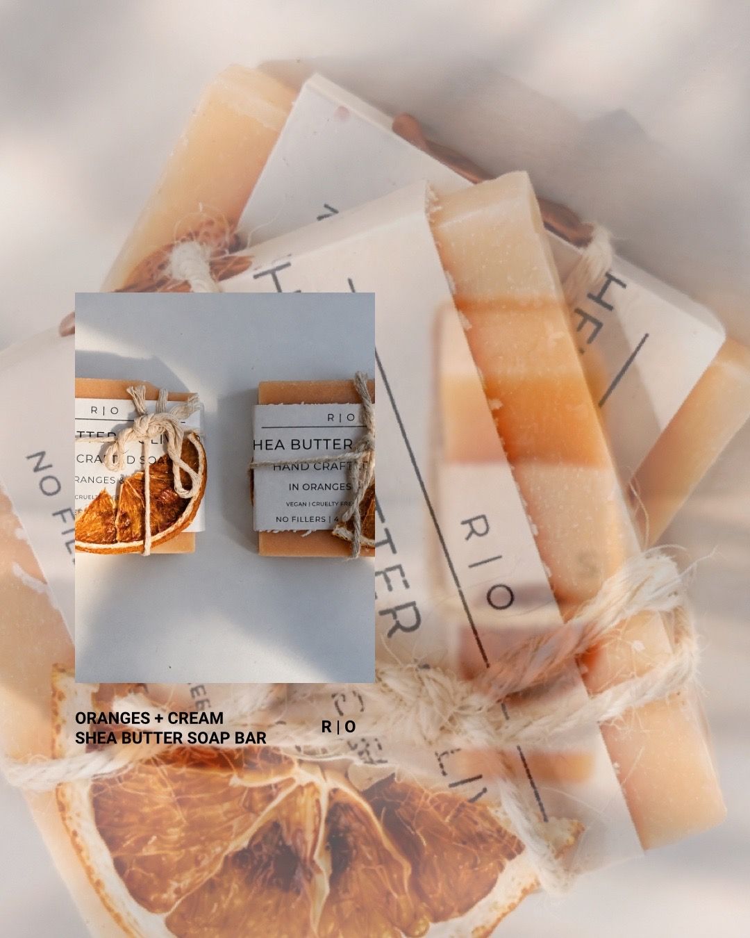 Orange cream artisan soap bar by Red Oak Body