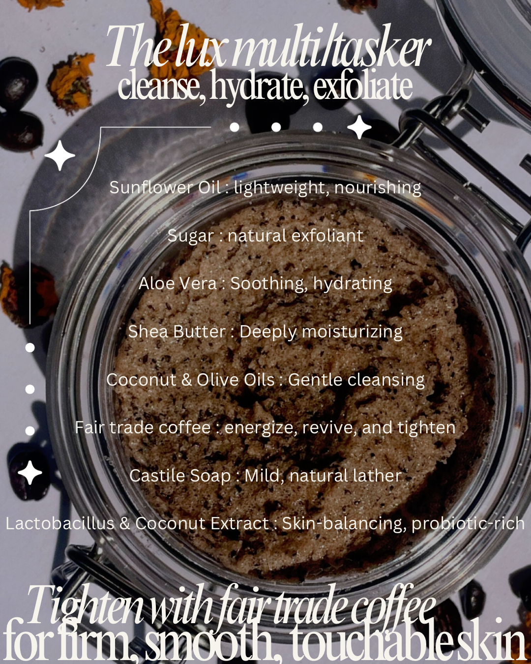 Sugar with Local Fair Trade Coffee Scrub  <Tighten>