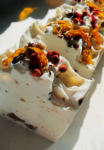 The Bare & Beautiful Bar: Cold Processed Double Butter Bar with Ghanian Black Soap.