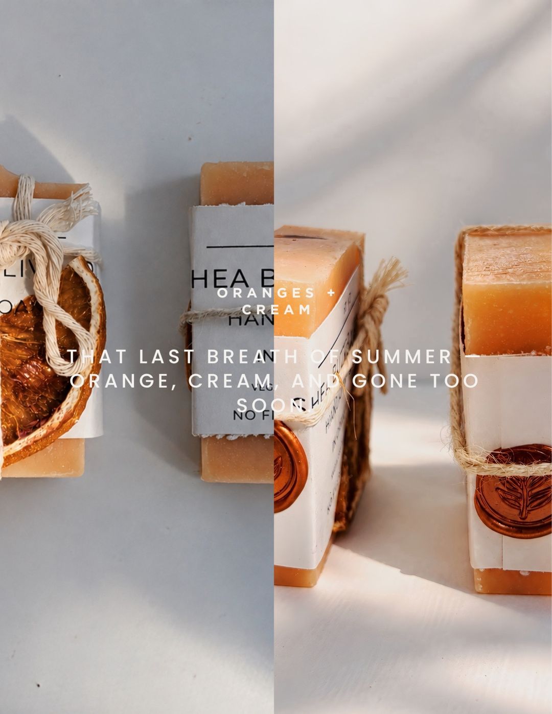Last Light orange cream small-batch soap bar close-up