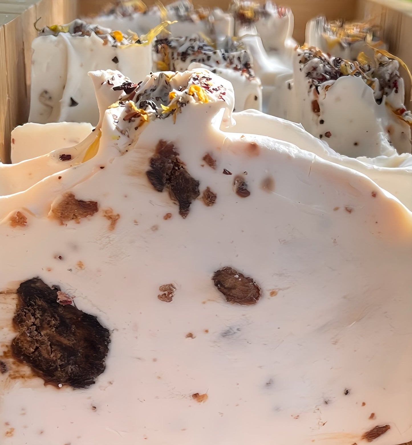 The Bare & Beautiful Bar: Cold Processed Double Butter Bar with Ghanian Black Soap.